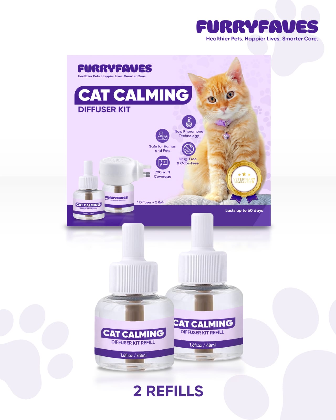 FurryFaves Cat Calming Diffuser Kit β Refill Pack (2 Refills, No Diffuser Head)