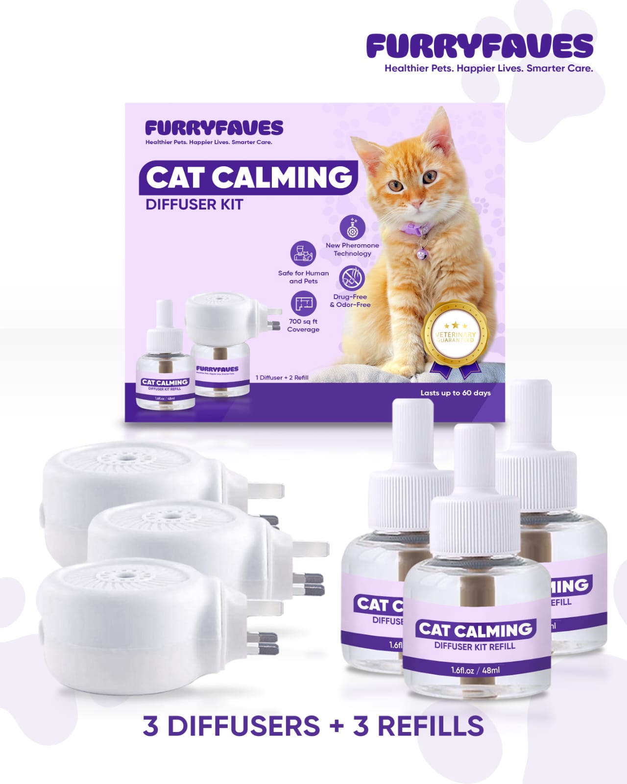 FurryFaves Cat Calming Diffuser Bundle β 3 Diffusers + 3 Refills