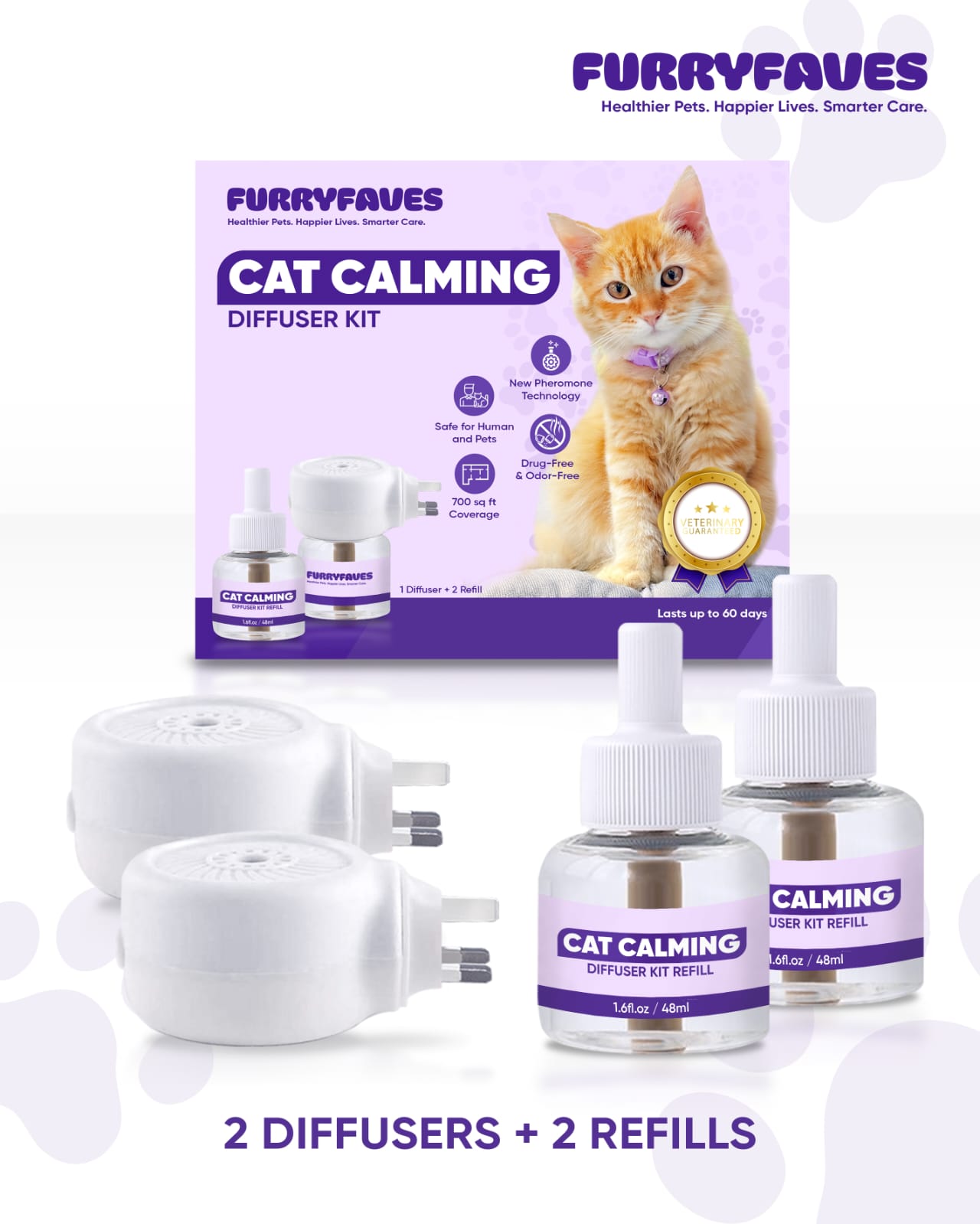 FurryFaves Cat Calming Diffuser Bundle β 2 Diffusers + 2 Refills