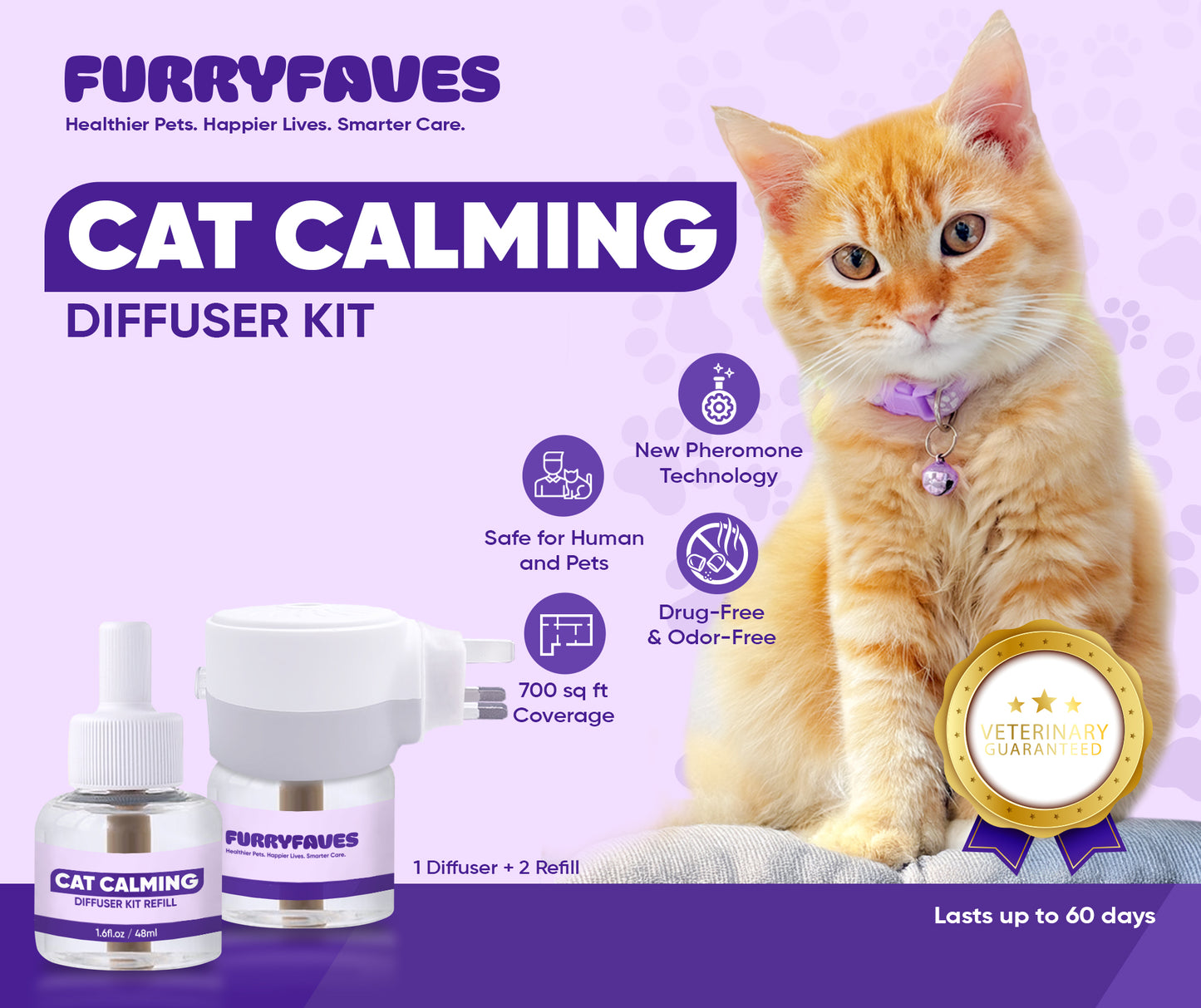 FURRYFAVE'S Pet Cat Calming Solutions - 1 Diffuser Set