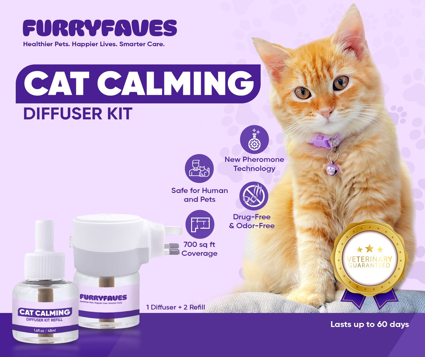 FURRYFAVE'S Pet Cat Calming Solutions - 1 Diffuser Set